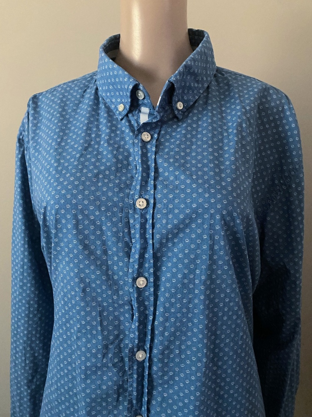 Hugo Boss Mabsoot print blue dress shirt, men’s XXL